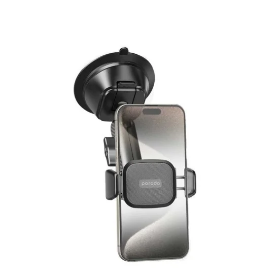 Porodo Cradle Suction Cup Non-Gel Pad Phone Mount - Black